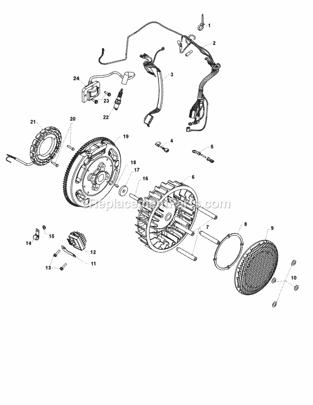 Kohler Cv740-3125 Ignition & Charging Diagram and Parts List for M54-KH (53BH8CT4050) (2011 & After) Cub Cadet Sprayer